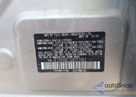 2016 Subaru Crosstrek 2.0I Premium from USA, damaged, VIN JF2GPABC1G8251663